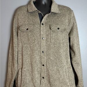 Eddie Bauer Shirt Jacket Men’s Large Brown Knit Snap Front Sherpa Lined Shacket